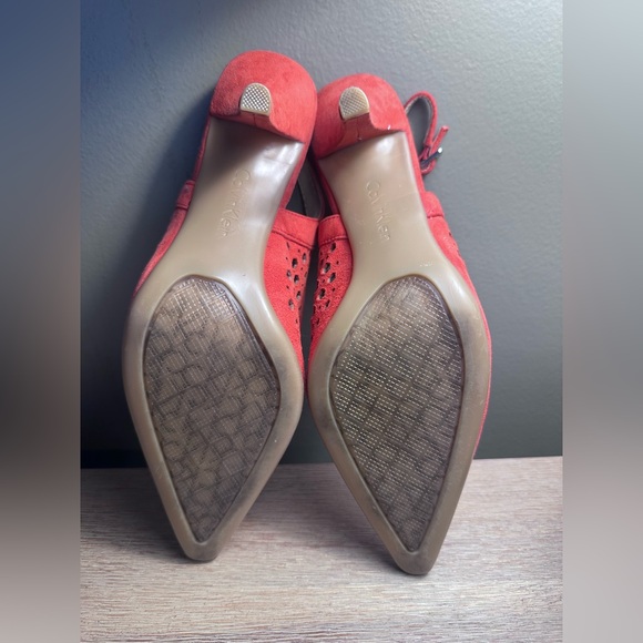 Calvin Klein Slingback Damaris Pumps Size 7 Coral Orange Red Slingback Heels - Picture 11 of 13